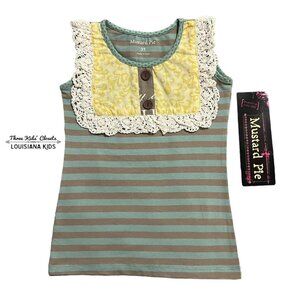 NEW Mustard Pie 3T Striped Lace Ruffle Tank Top